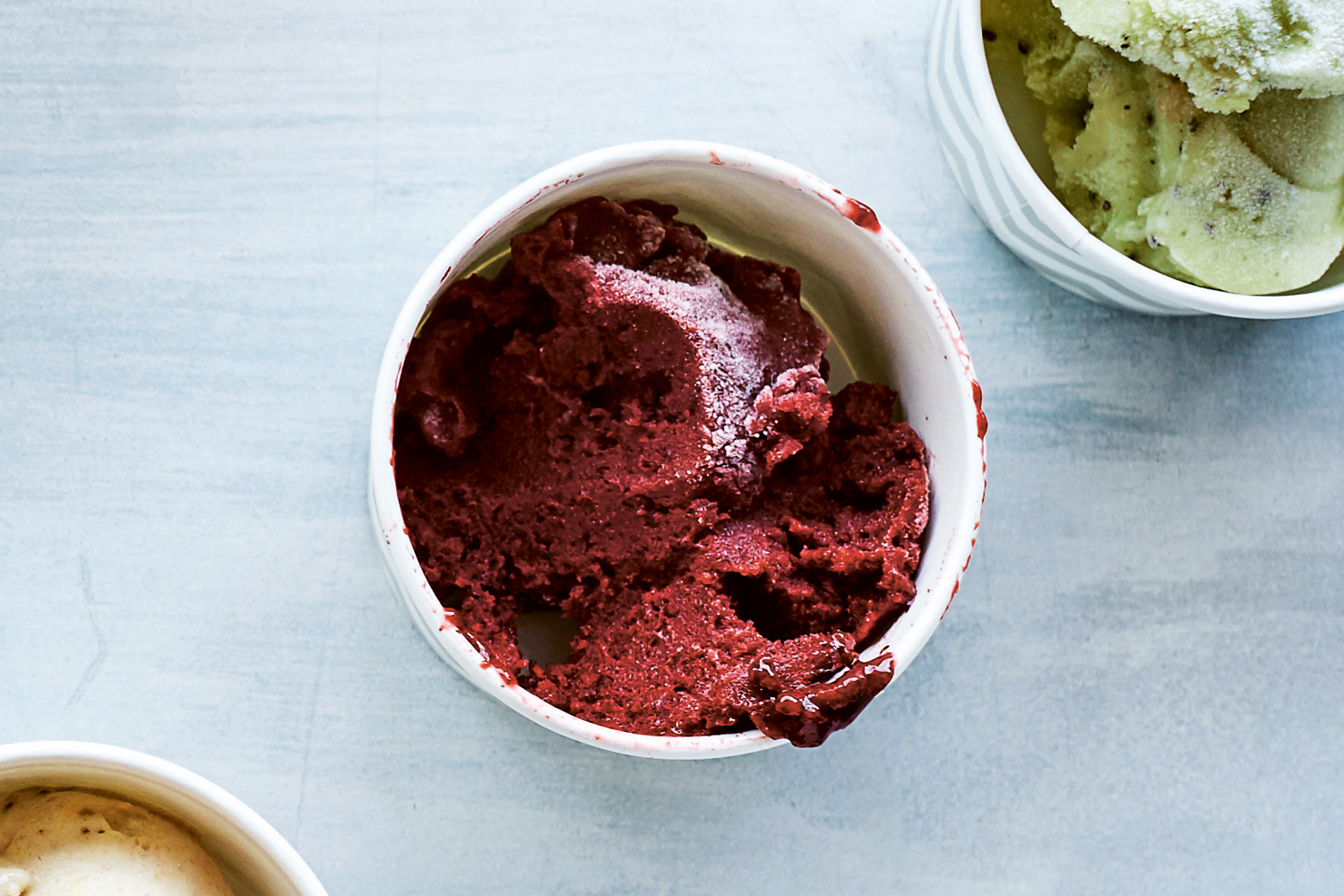 a cup of crisp tangy sorbet, deep and rich