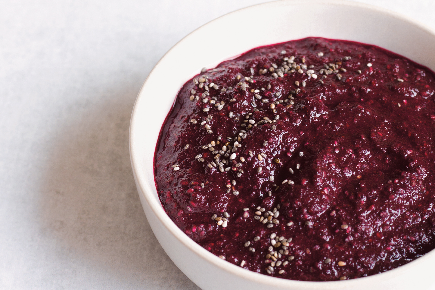 Berry Chia Energy Gel in a white bowl.