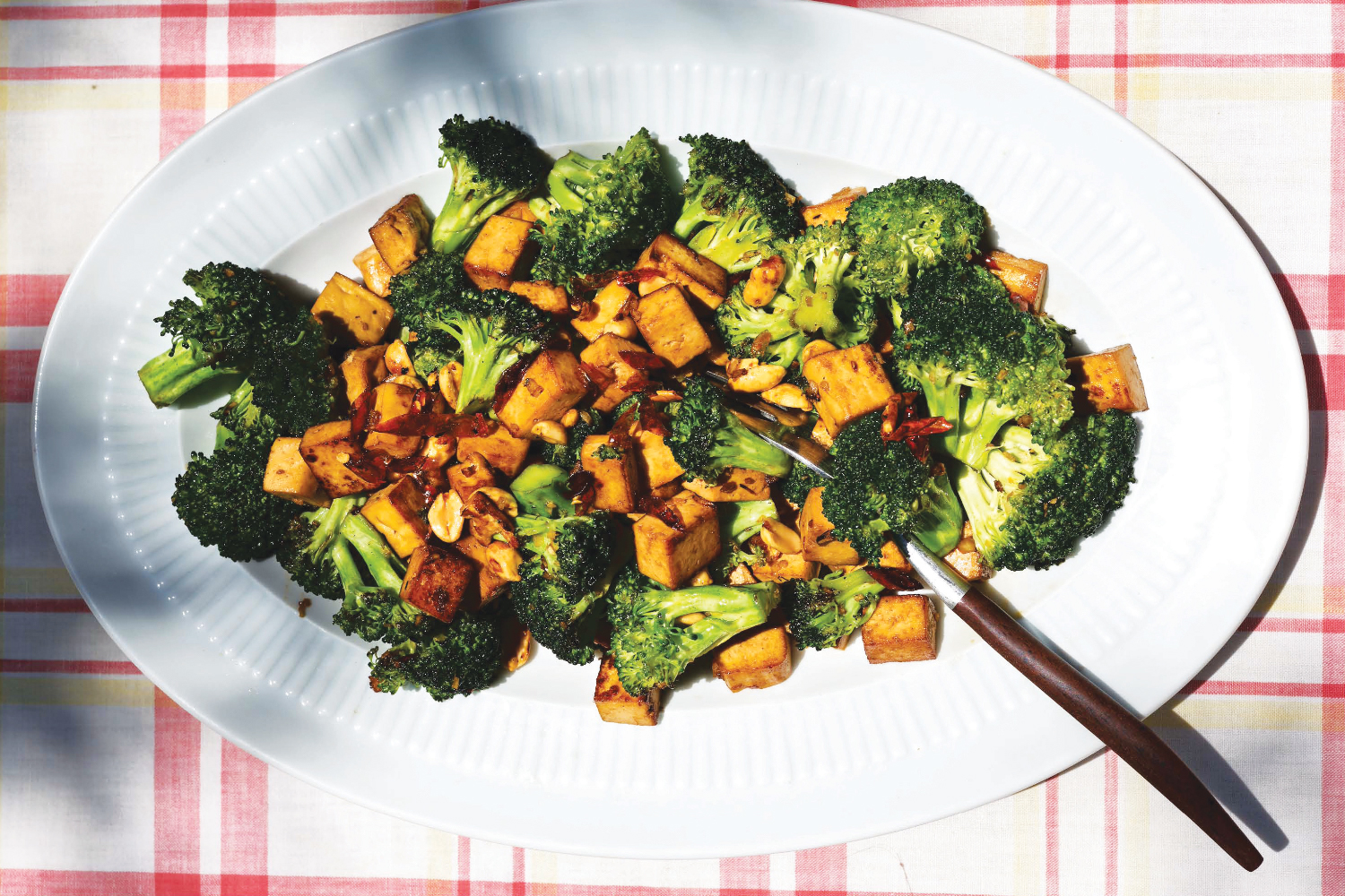 a plate of stir-fried tofu