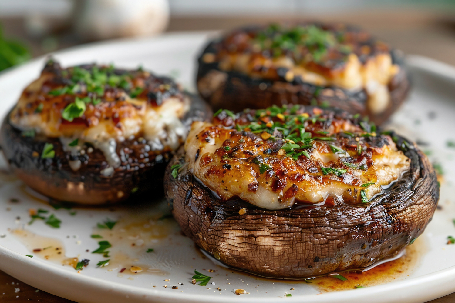 stuffed portabello mushrooms topped with cheese