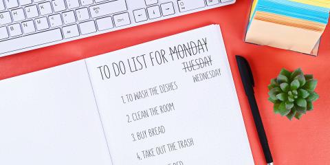 A to-do list with the days crossed out.