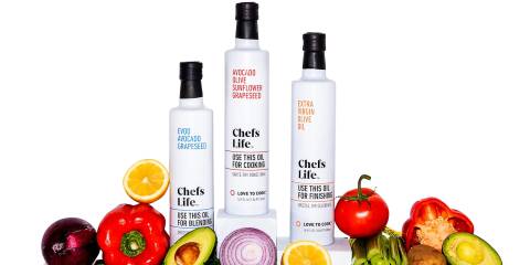 three bottles of cooking oil from Chefs Life