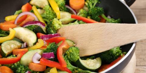veggies in a frying pan