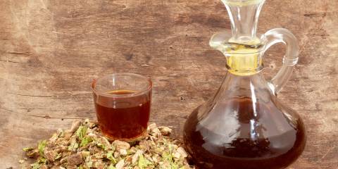 herbal bitters in a decanter