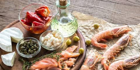 A display of ingredients used in the Mediterranean diet