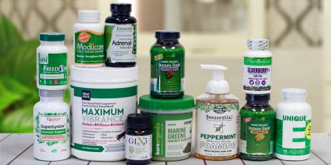 a collection of all-natural supplements, superfoods, and body care products