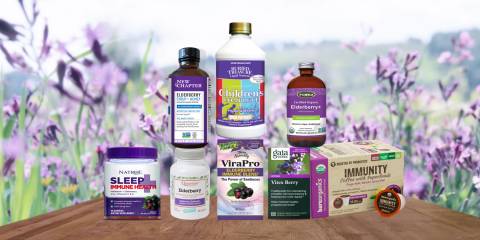 a variety of elderberry supplements and other all-natural products