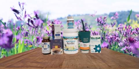 a selection of all-natural supplements and superfoods