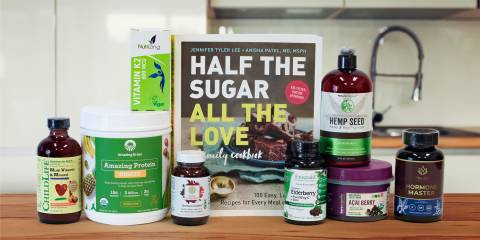 all-natural supplements, superfoods, and a book of low-sugar recipes