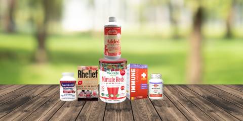 a selection of all-natural remedies, supplements, and superfoods