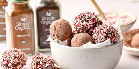 spiced chocolate ganache rolled in crumbled sweets