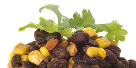Black beans, corn kernels and cilantro