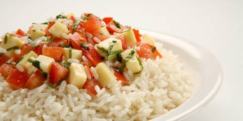 Tomatoes and mozzarella on a bed of rice