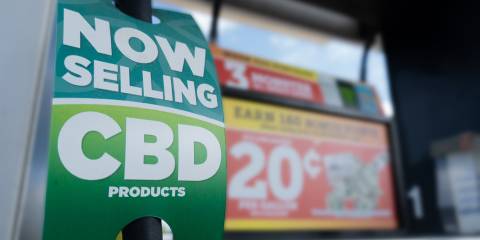 a gas station advertising CBD products