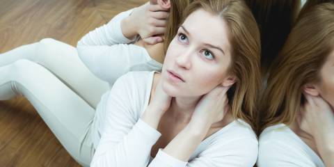 an anxious woman lost in her own head