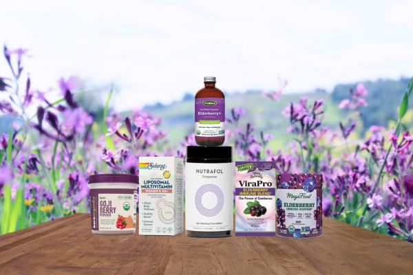 a selection of all-natural supplements and superfoods