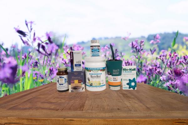 a selection of all-natural supplements and superfoods