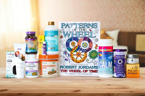 A collection of all-natural supplements and body care products meant to ease your mind