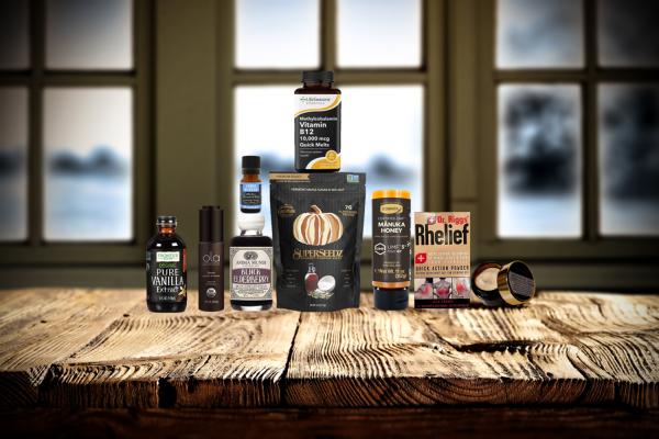 a selection of all-natural foods, body care products, and remedies