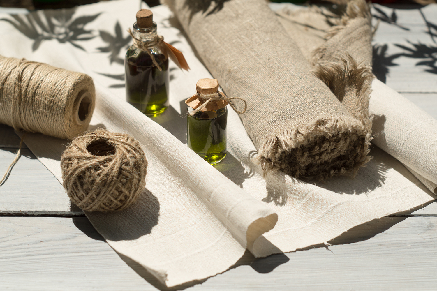 Products made from hemp. Paper, twine, rope, medicinal oil and cloth.