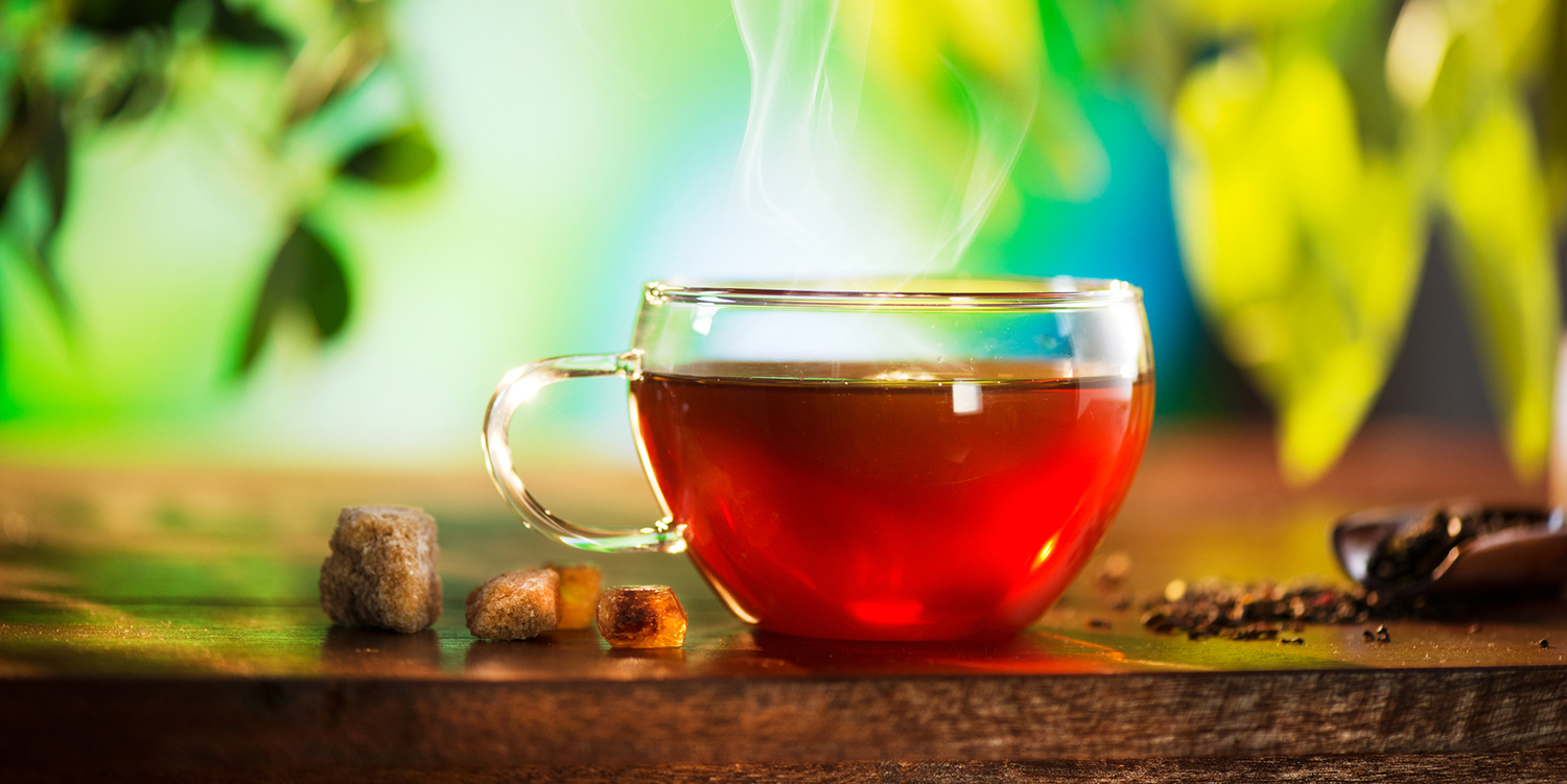A steaming cup of herbal tea