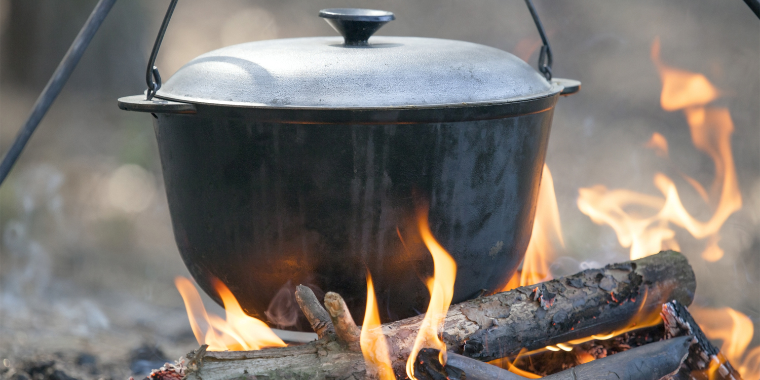 Cooking over the campfire